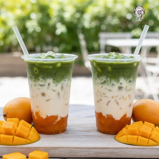Cách pha matcha xoài latte chuẩn tỷ lệ - Đậm matcha, thanh mát vị xoài