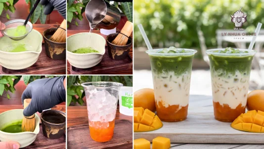 Cách pha matcha xoài latte chuẩn tỷ lệ - Đậm matcha, thanh mát vị xoài