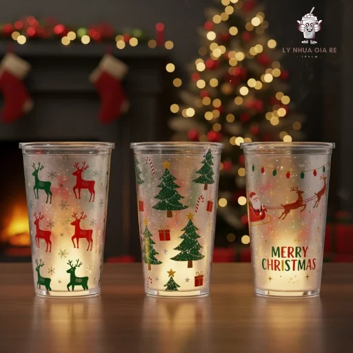 Ly nhựa Giáng Sinh chất lượng, in ấn sắc nét, giá cả cạnh tranh