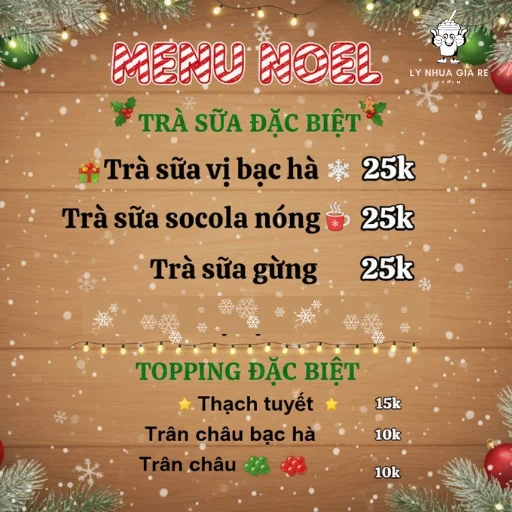Gợi ý 16 mẫu menu Noel ấn tượng và các món mới nên có trong menu Noel quán trà sữa