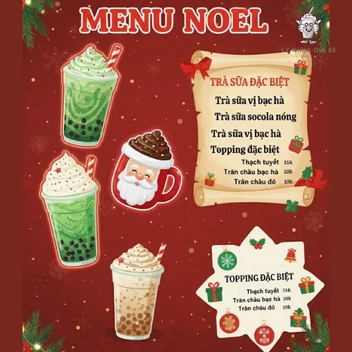 Gợi ý 16 mẫu menu Noel ấn tượng và các món mới nên có trong menu Noel quán trà sữa